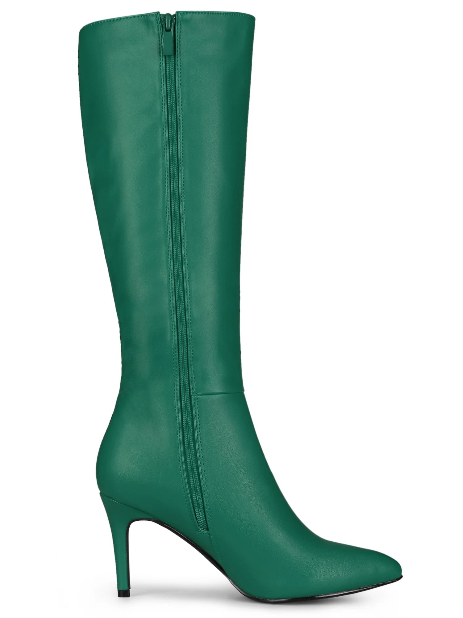 Valentine'S Women'S Boot Pointed Toe Side Zipper Stiletto Heel Knee High Boots Dark Green 8